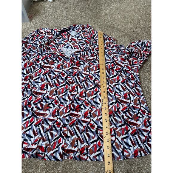 Nic+Zoe abstract print blouse long sleeve button-up shirt multi color pattern 2X - Picture 4 of 8